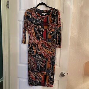 Cato Multicolor Paisley 3/4 Sleeve Dress